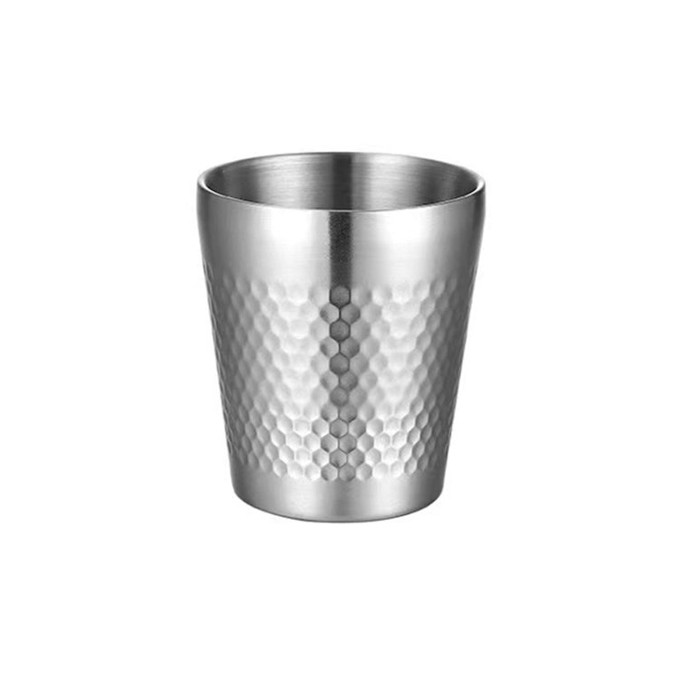 304 Stainless Steel Hammer Mug Thickened Double-Layer Restaurant Tea Cups, 175ml, 260ml, 300ml, 350ml, 450ml
