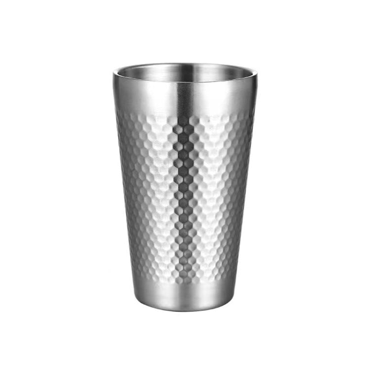 304 Stainless Steel Hammer Mug Thickened Double-Layer Restaurant Tea Cups, 175ml, 260ml, 300ml, 350ml, 450ml