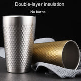 304 Stainless Steel Hammer Mug Thickened Double-Layer Restaurant Tea Cups, 175ml, 260ml, 300ml, 350ml, 450ml