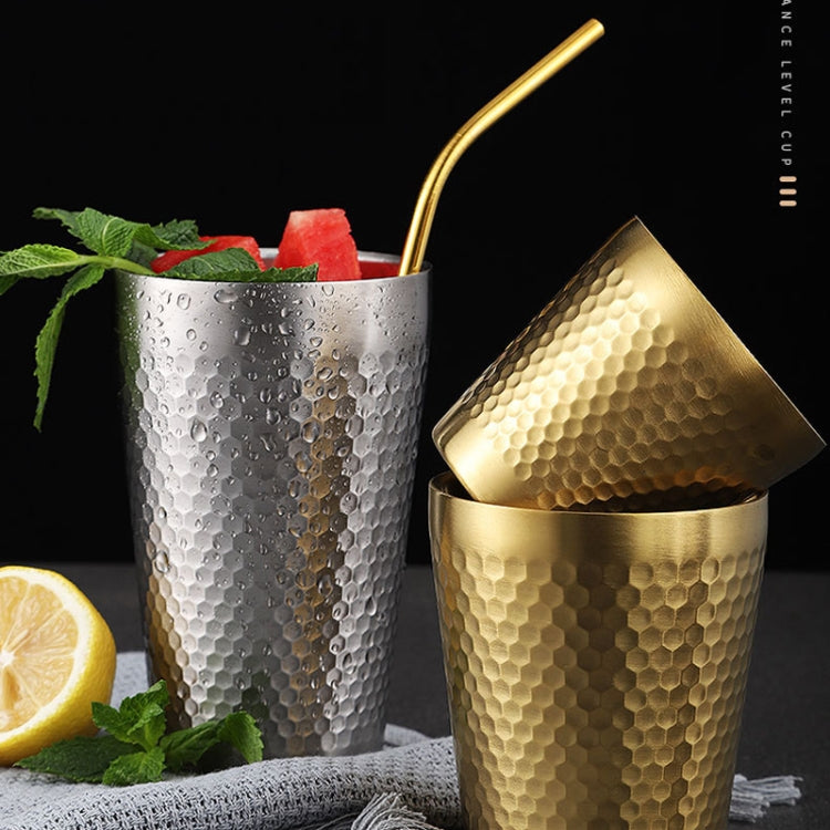 304 Stainless Steel Hammer Mug Thickened Double-Layer Restaurant Tea Cups, 175ml, 260ml, 300ml, 350ml, 450ml