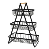 3-Layer Handheld Fruit Basket Removable Living Room Kitchen Bread Snacks Storage Basket, Black, White, Gray