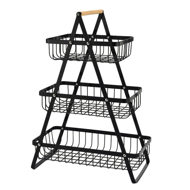 3-Layer Handheld Fruit Basket Removable Living Room Kitchen Bread Snacks Storage Basket, Black, White, Gray