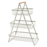 3-Layer Handheld Fruit Basket Removable Living Room Kitchen Bread Snacks Storage Basket, Black, White, Gray