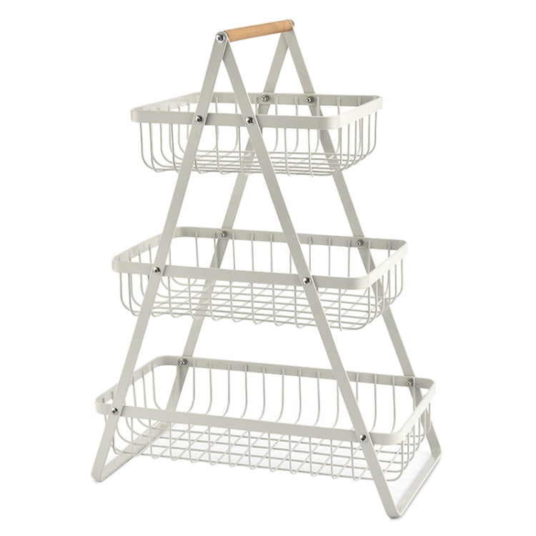 3-Layer Handheld Fruit Basket Removable Living Room Kitchen Bread Snacks Storage Basket, Black, White, Gray