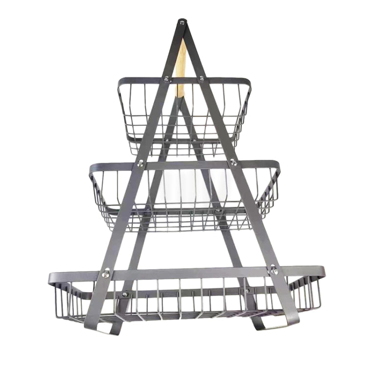 3-Layer Handheld Fruit Basket Removable Living Room Kitchen Bread Snacks Storage Basket, Black, White, Gray