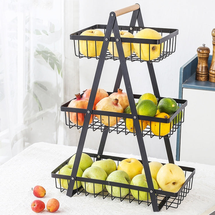3-Layer Handheld Fruit Basket Removable Living Room Kitchen Bread Snacks Storage Basket, Black, White, Gray