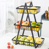 3-Layer Handheld Fruit Basket Removable Living Room Kitchen Bread Snacks Storage Basket, Black, White, Gray