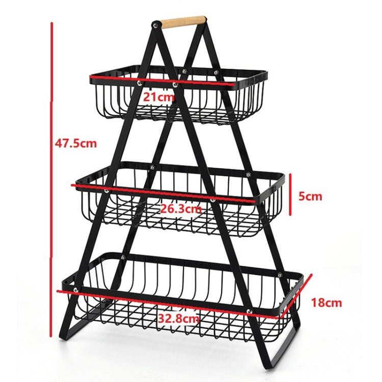 3-Layer Handheld Fruit Basket Removable Living Room Kitchen Bread Snacks Storage Basket, Black, White, Gray