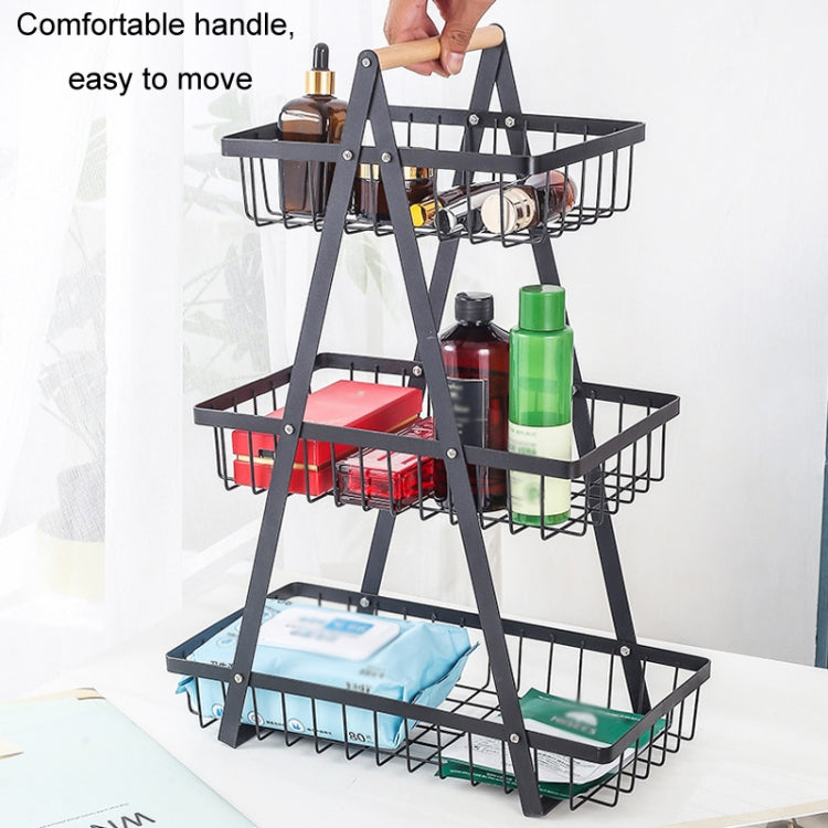 3-Layer Handheld Fruit Basket Removable Living Room Kitchen Bread Snacks Storage Basket, Black, White, Gray