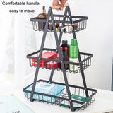 3-Layer Handheld Fruit Basket Removable Living Room Kitchen Bread Snacks Storage Basket, Black, White, Gray