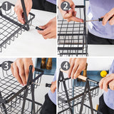 3-Layer Handheld Fruit Basket Removable Living Room Kitchen Bread Snacks Storage Basket, Black, White, Gray