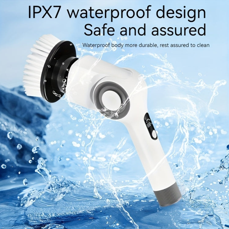 7 In 1 Electric Spin Scrubber Rechargeable Waterproof Floor Clean Bush with 23.6 Inch Adjustable Handle