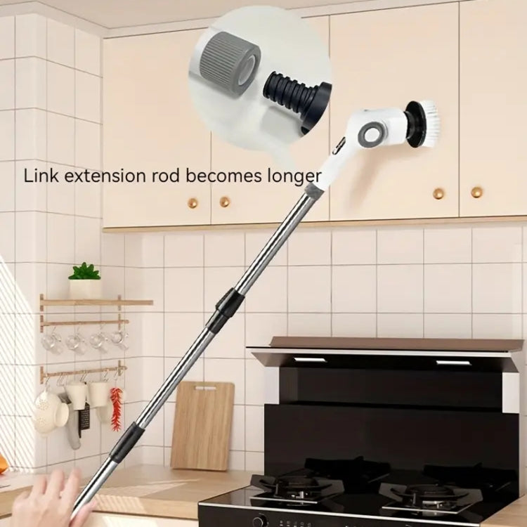 7 In 1 Electric Spin Scrubber Rechargeable Waterproof Floor Clean Bush with 23.6 Inch Adjustable Handle