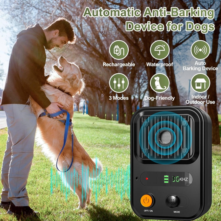 UltrasonicAnti Barking Devices Color Screen Auto Dog Bark Deterrent Devices with 3 Levels, Black, Green
