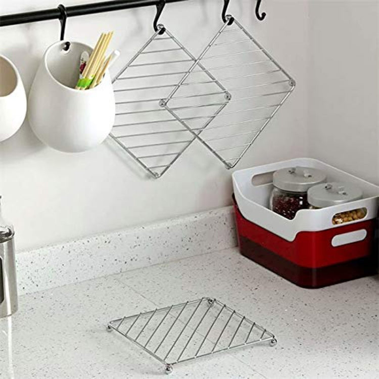 Stainless Steel Electroplating Kitchen Thickened Pot Rack Household Heat Insulating Mat Anti-Scald Dish Mat, Square, Circular
