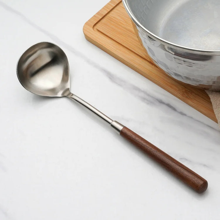 304 Stainless Steel Walnut Handle Cooking Tools Home Restaurant Kitchen Gadgets, Soup Spoon, Frying Spatula, Rice Spoon, Cake Knife, Cake Spatula