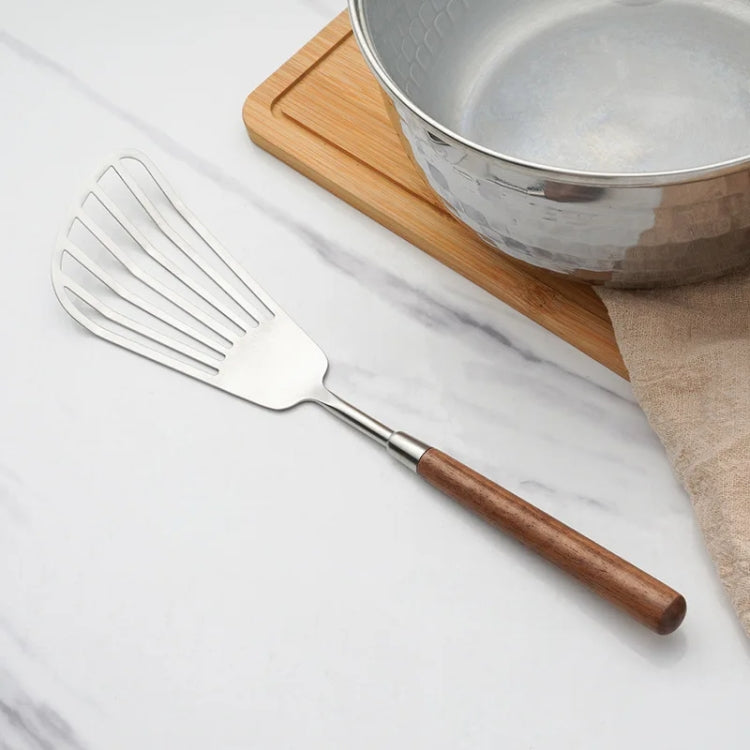 304 Stainless Steel Walnut Handle Cooking Tools Home Restaurant Kitchen Gadgets, Soup Spoon, Frying Spatula, Rice Spoon, Cake Knife, Cake Spatula
