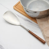 304 Stainless Steel Walnut Handle Cooking Tools Home Restaurant Kitchen Gadgets, Soup Spoon, Frying Spatula, Rice Spoon, Cake Knife, Cake Spatula