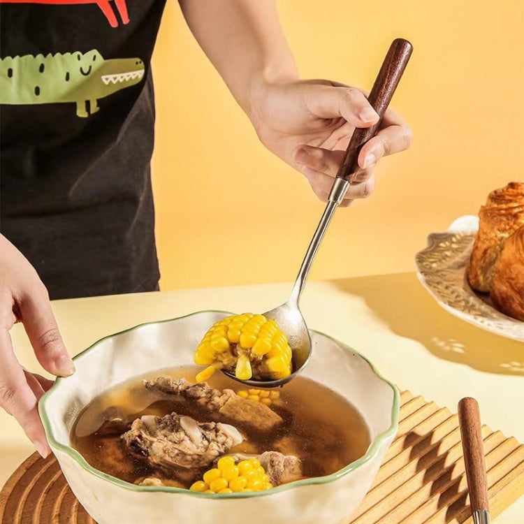 304 Stainless Steel Walnut Handle Cooking Tools Home Restaurant Kitchen Gadgets, Soup Spoon, Frying Spatula, Rice Spoon, Cake Knife, Cake Spatula