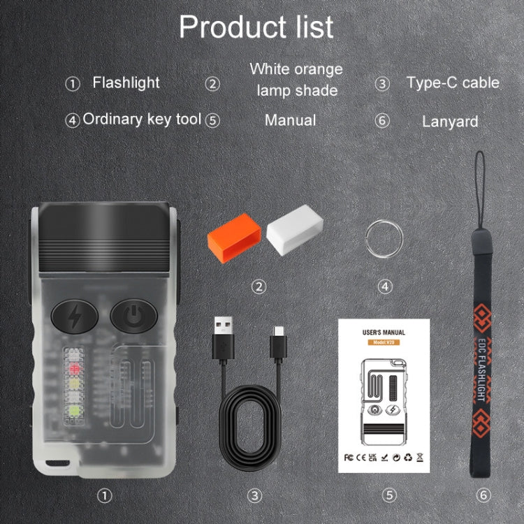 V20 Portable Keychain Light Rechargeable Bright Mini Flashlight