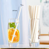100pcs /Pack 6x197mm Disposable Paper Straws Biodegradable Party Drinking Straws Dessert Table Decoration Prop, White, Black, Kraft Paper