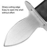 Stainless Steel Opening Oyster Scallop Tool Kitchen Shell Pryer, Knife+Wooden Stand