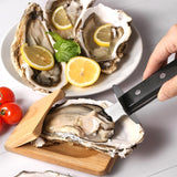 Stainless Steel Opening Oyster Scallop Tool Kitchen Shell Pryer, Knife+Wooden Stand