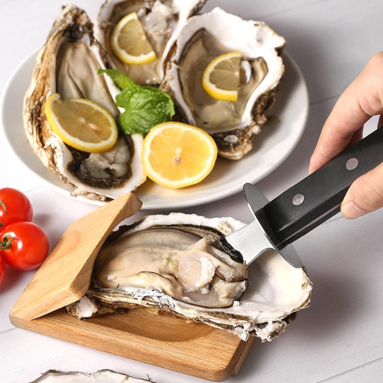 Stainless Steel Opening Oyster Scallop Tool Kitchen Shell Pryer, Knife+Wooden Stand