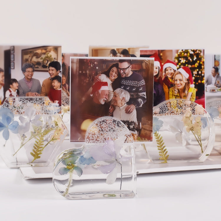 2pcs Business Card Holder Photo Clip Mold DIY Crystal Glue Resin Mold, Semicircle 003, Flower 004, Heart Shape 001, Hexagon 002, Clouds 005, Rainbow 006