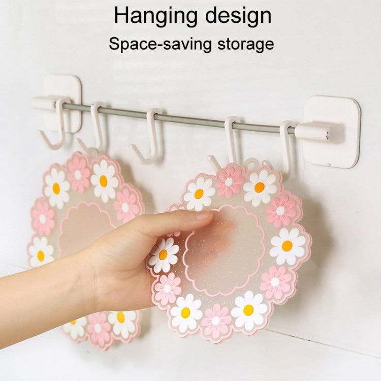 Household High Temperature Resistant Daisy Coasters Kitchen Tabletop Insulation Mat, Blue Small, Pink Large, Blue Large