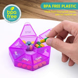 2pcs Portable Transparent Moisture-Proof Weekly 7-grids Pill Storage Box