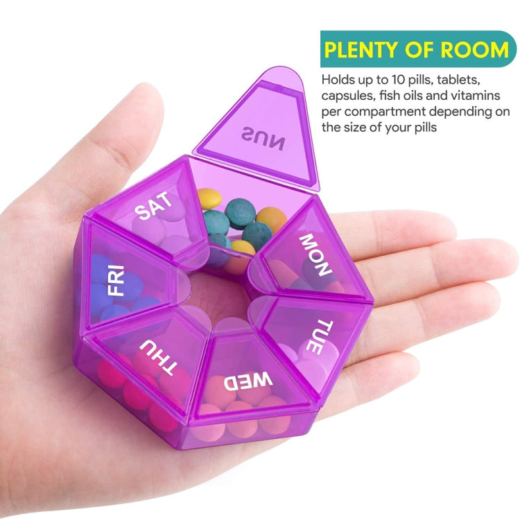 2pcs Portable Transparent Moisture-Proof Weekly 7-grids Pill Storage Box