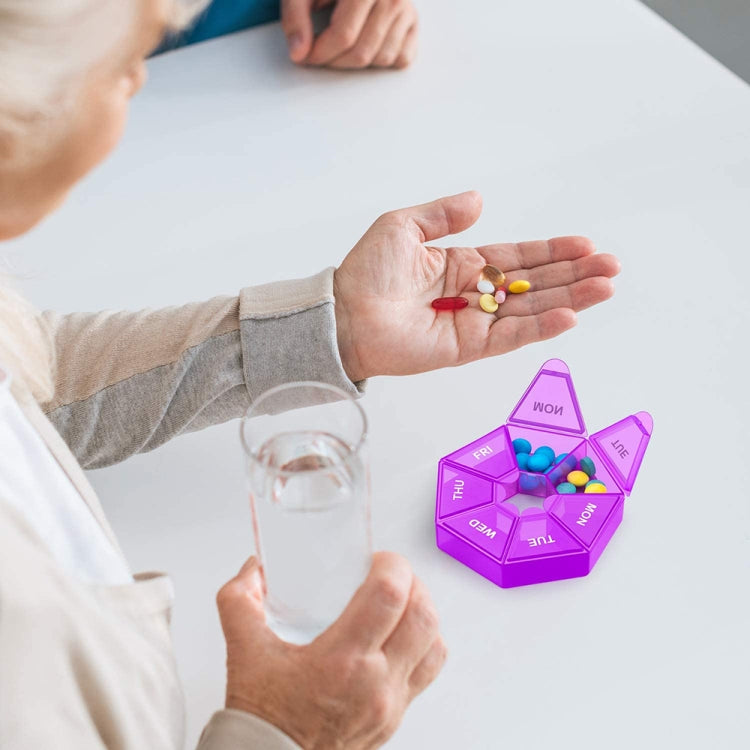 2pcs Portable Transparent Moisture-Proof Weekly 7-grids Pill Storage Box