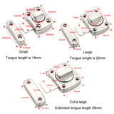 Stainless Steel Rotate Bolt Latch Anti-Theft Security Bathroom Door Lock Spring Latch, Small Silver, Small Black, Small Red Bronze, Large Silver, Large Black, Large Red Bronze, Extra Large Silver, Extra Large Black, Extra Large Red Bronze