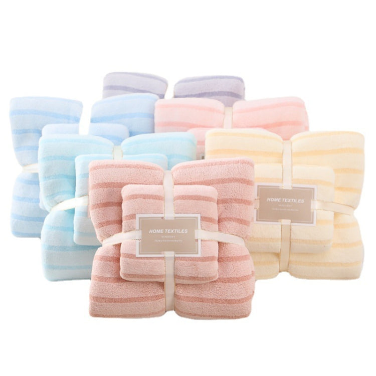 2pcs /Set Thickened Coral Velvet Bath Towel Beach Towel Soft Absorbent No Linting, 70x140cm+35x75cm