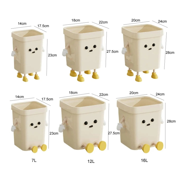 Cute Square Trash Can Household Living Room Bathroom Garbage Bin, 7L Standing White, 12L Standing White, 16L Standing White, 7L Standing Brown, 12L Standing Brown, 16L Standing Brown, 7L Sitting White, 12L Sitting White, 16L Sitting White              ...
