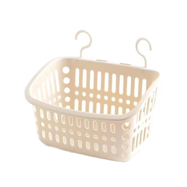 Plastic Hanging Basket With Hook Kitchen Storage Drain Basket Shelf Bathroom Organizer, Small Grey, Small Beige, Large Grey, Large Beige