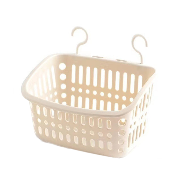 Plastic Hanging Basket With Hook Kitchen Storage Drain Basket Shelf Bathroom Organizer, Small Grey, Small Beige, Large Grey, Large Beige