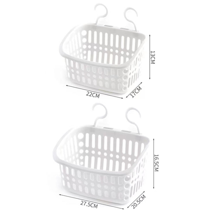 Plastic Hanging Basket With Hook Kitchen Storage Drain Basket Shelf Bathroom Organizer, Small Grey, Small Beige, Large Grey, Large Beige
