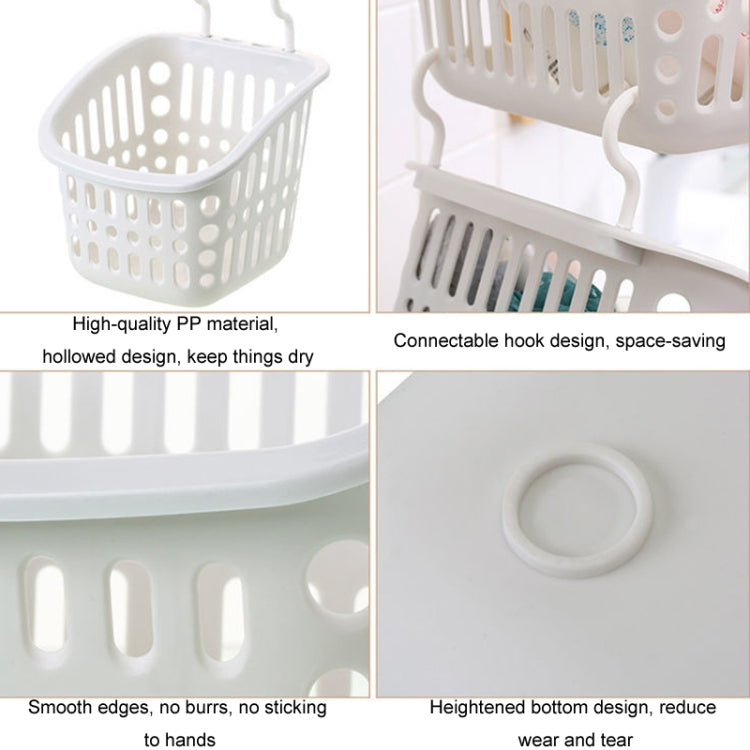 Plastic Hanging Basket With Hook Kitchen Storage Drain Basket Shelf Bathroom Organizer, Small Grey, Small Beige, Large Grey, Large Beige