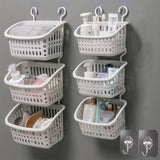 Plastic Hanging Basket With Hook Kitchen Storage Drain Basket Shelf Bathroom Organizer, Small Grey, Small Beige, Large Grey, Large Beige