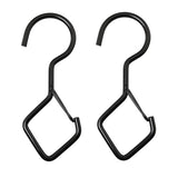 2pcs Household S Hooks For Hanging Metal Windproof Hooks With Safety Buckle, Black, White
