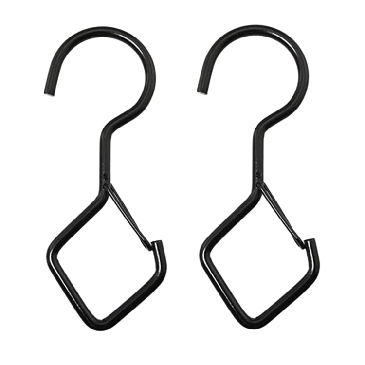 2pcs Household S Hooks For Hanging Metal Windproof Hooks With Safety Buckle, Black, White