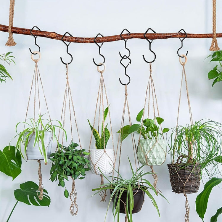 2pcs Household S Hooks For Hanging Metal Windproof Hooks With Safety Buckle, Black, White