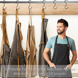 2pcs Household S Hooks For Hanging Metal Windproof Hooks With Safety Buckle, Black, White