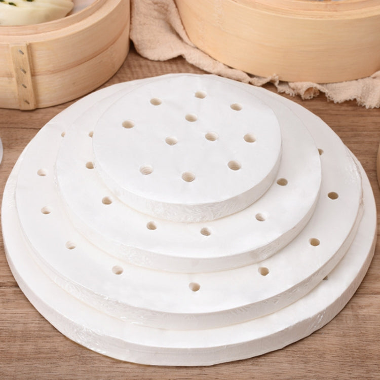 100pcs Food Grade Disposable Round Non-stick Steamer Paper Perforated Buns Steamer Pads, 7.6cm, 8.89cm, 10.16cm, 11.4cm, 12.7cm, 14cm, 16.5cm