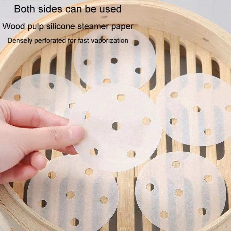 100pcs Food Grade Disposable Round Non-stick Steamer Paper Perforated Buns Steamer Pads, 7.6cm, 8.89cm, 10.16cm, 11.4cm, 12.7cm, 14cm, 16.5cm