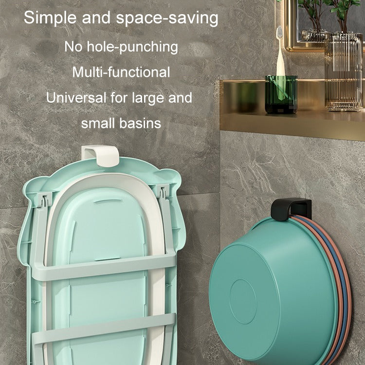 2pcs Bathroom Shelf No-Punch Washbasin Hook Kitchen Wall Mounted Storage Rack