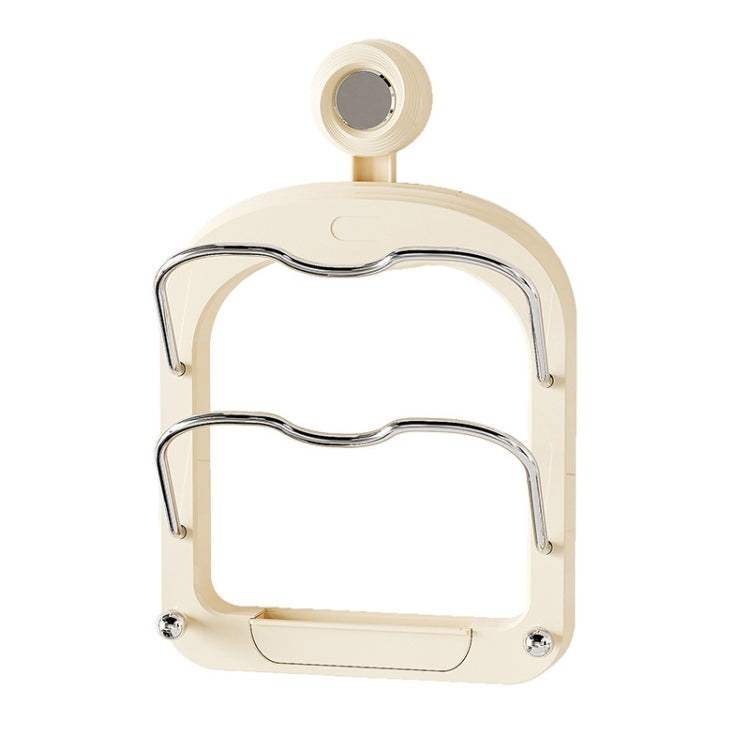 Wall Mount Pot Lids Holder No Punching Suction Cup Double Layer Storage Rack, Cream Color, Milk Tea Brown, Ivory White