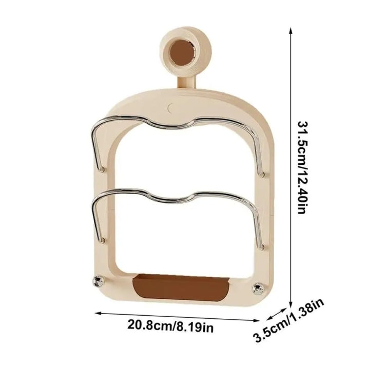 Wall Mount Pot Lids Holder No Punching Suction Cup Double Layer Storage Rack, Cream Color, Milk Tea Brown, Ivory White